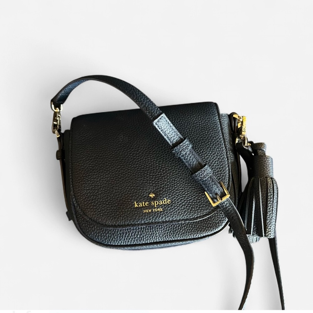 Kate Spade Dark Blue Pebble Leather Crossbody With Tassel - Picture 7 of 8